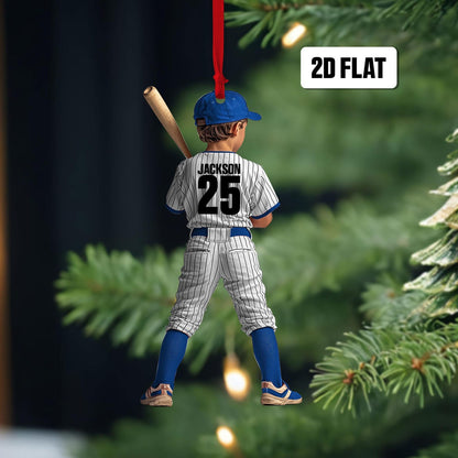 Personalized Kid Baseball Player Ornament, Custom Name Number Baseball Player Ornament ON1375