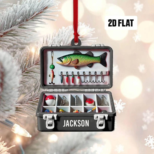 Personalized Fishing Tackle Box Ornament, Custom Name Fisherman Ornament ON1606