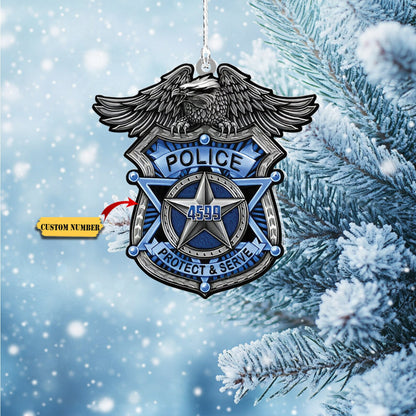 Personalized Police Badge Christmas Ornament, Custom Name Police Ornament ON1350