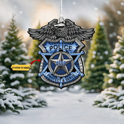 Personalized Police Badge Christmas Ornament, Custom Name Police Ornament ON1350