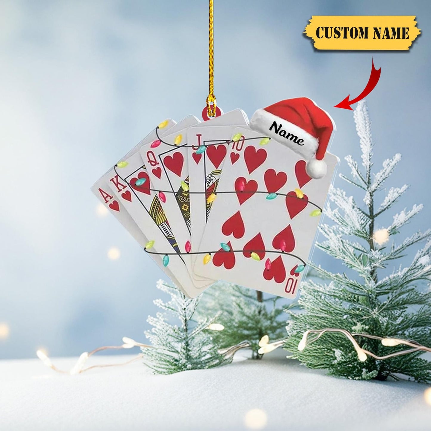 Personalized Playing Card Casino Christmas Ornament, Custom Name Casino Games Ornament ON0941