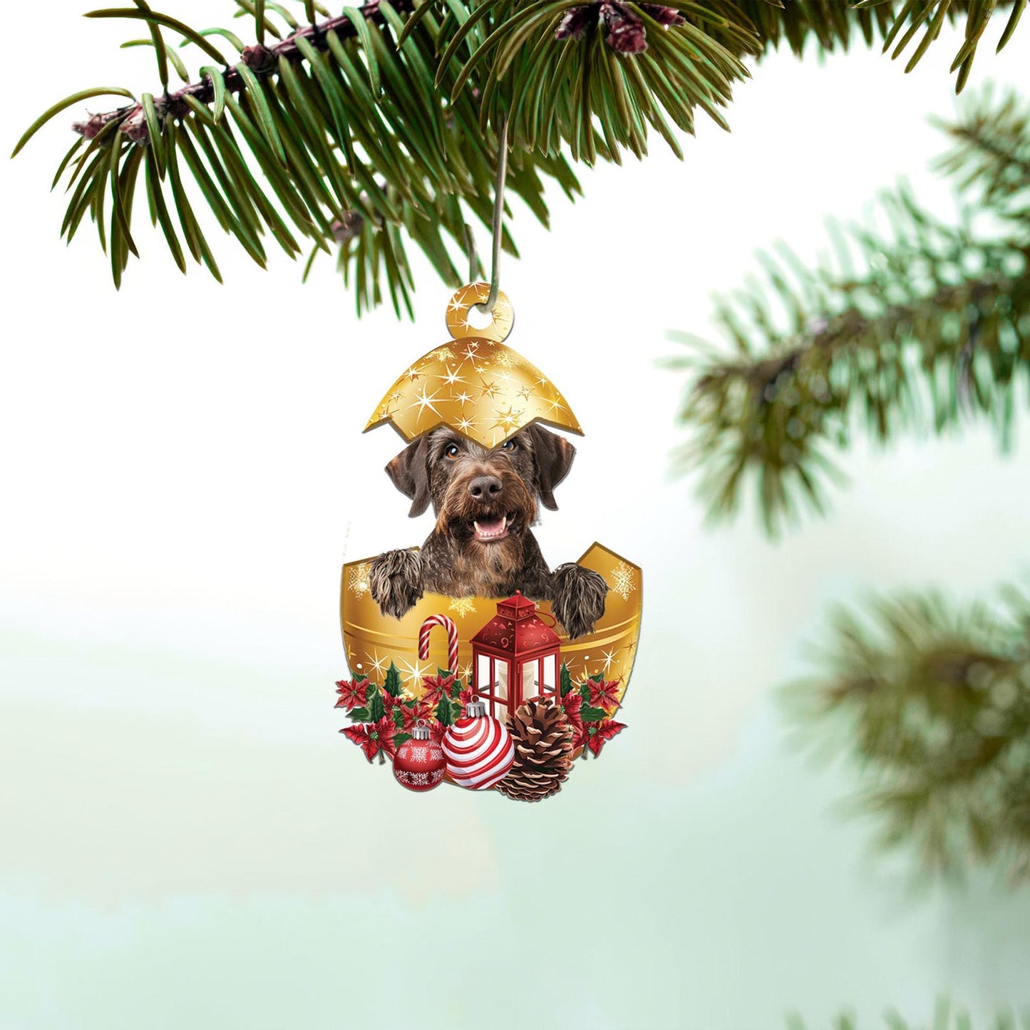 German Wirehaired Pointer In in Golden Egg Christmas Ornament, Dog Lovers Ornament ON1635