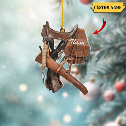 Personalized Cowboy Saddle Ornament, Custom Cow Boy Christmas Ornament ON1107