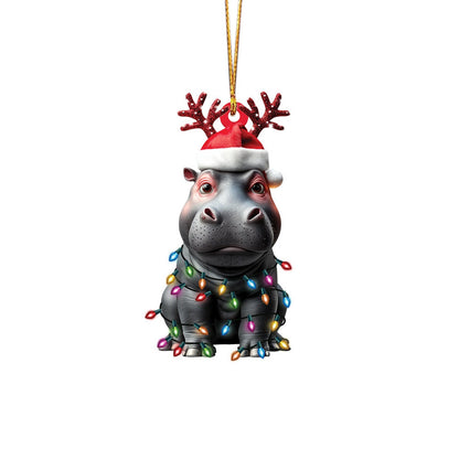 Hippo Christmas Light Ornament, Hippo Lover Ornament ON1586