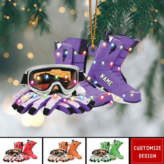 Personalized Skiing Christmas Light Ornament, Custom Name Skiing Lovers Ornament ON1503