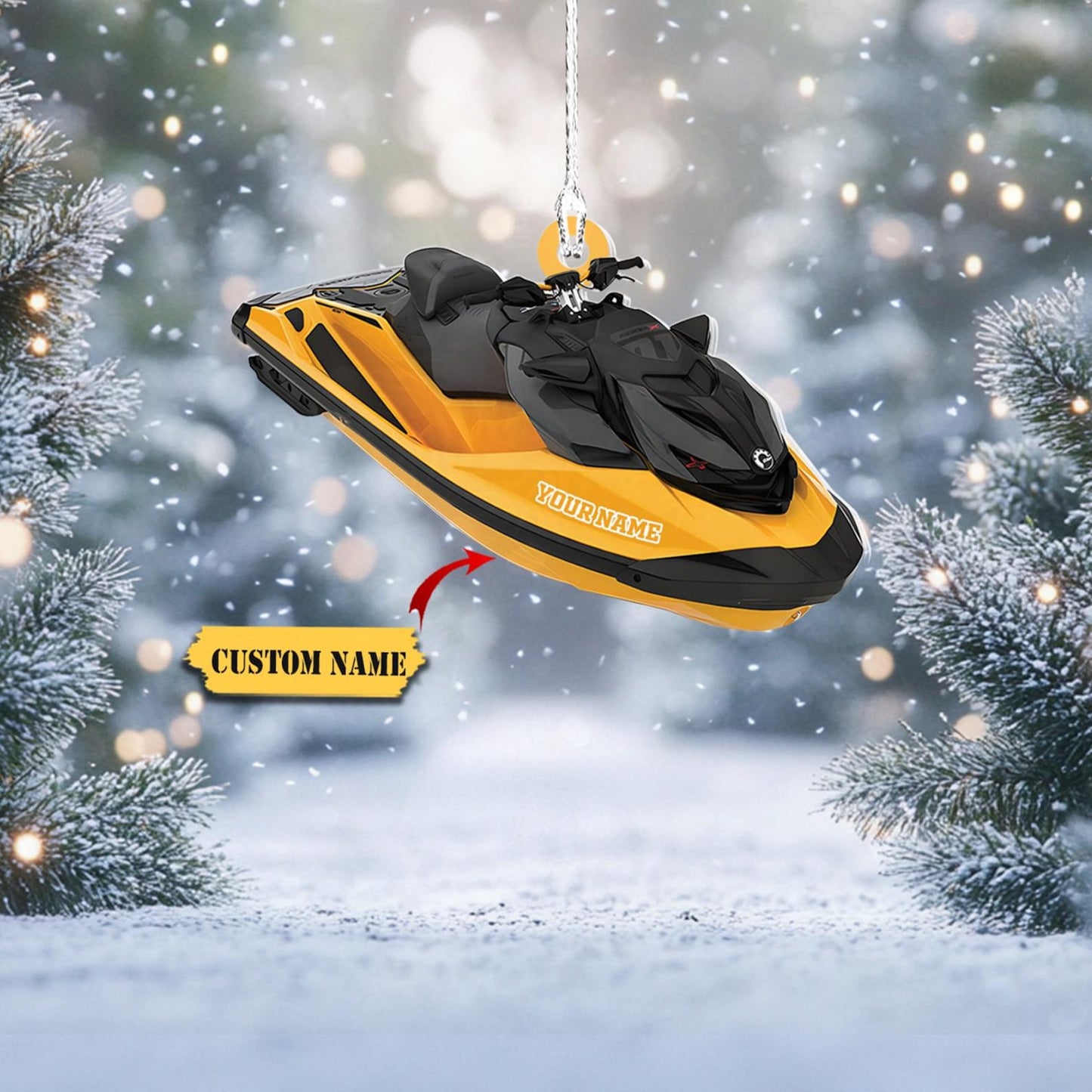 Personalized Jet Ski Christmas Ornament, Custom Name Jet Ski Lover Ornament ON1655