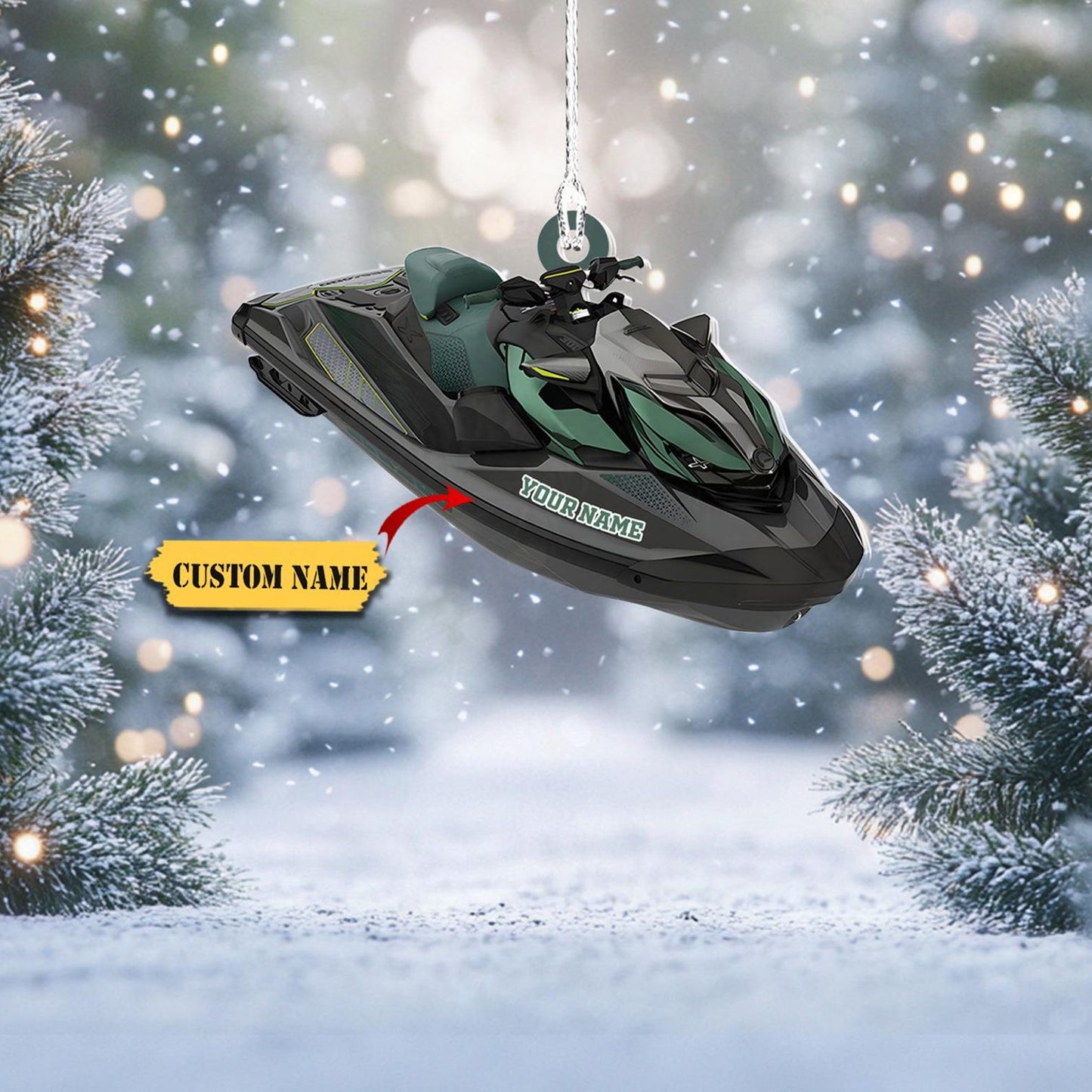 Personalized Jet Ski Christmas Ornament, Custom Name Jet Ski Lover Ornament ON1655