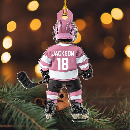 Personalized Ice Hockey Kid Player Ornament, Custom Name Number Hockey Ornament ON1696