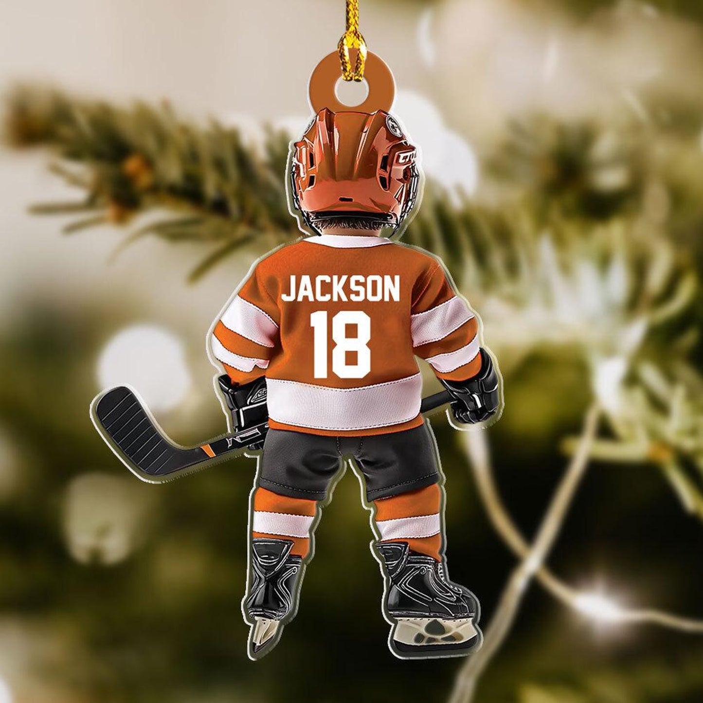 Personalized Ice Hockey Kid Player Ornament, Custom Name Number Hockey Ornament ON1696