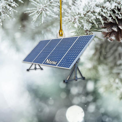 Personalized Solar Panel Christmas Light Ornament, Custom Name Solar Power Technician Ornament ON1630