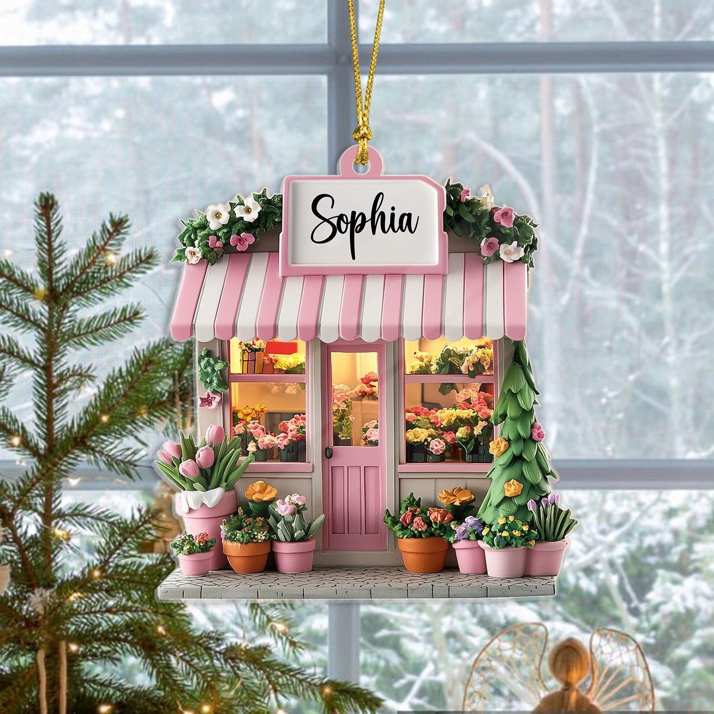 Personalized Flower Shop Ornament, Custom Name Florist Ornament ON1714