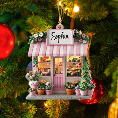 Personalized Flower Shop Ornament, Custom Name Florist Ornament ON1714