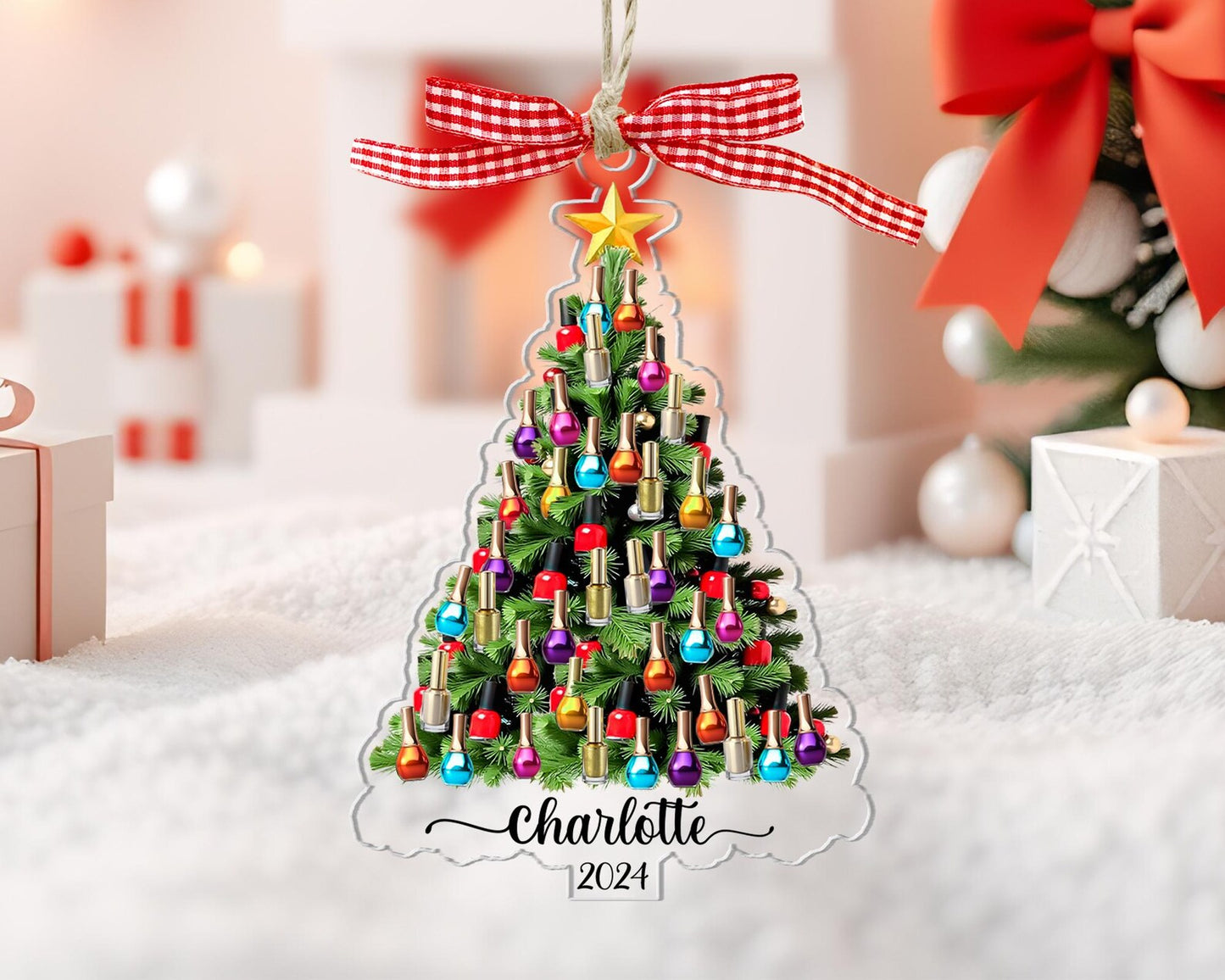 Personalized Nail Polish Christmas Tree Ornament, Custom Name Nail Artist Ornament ON1612