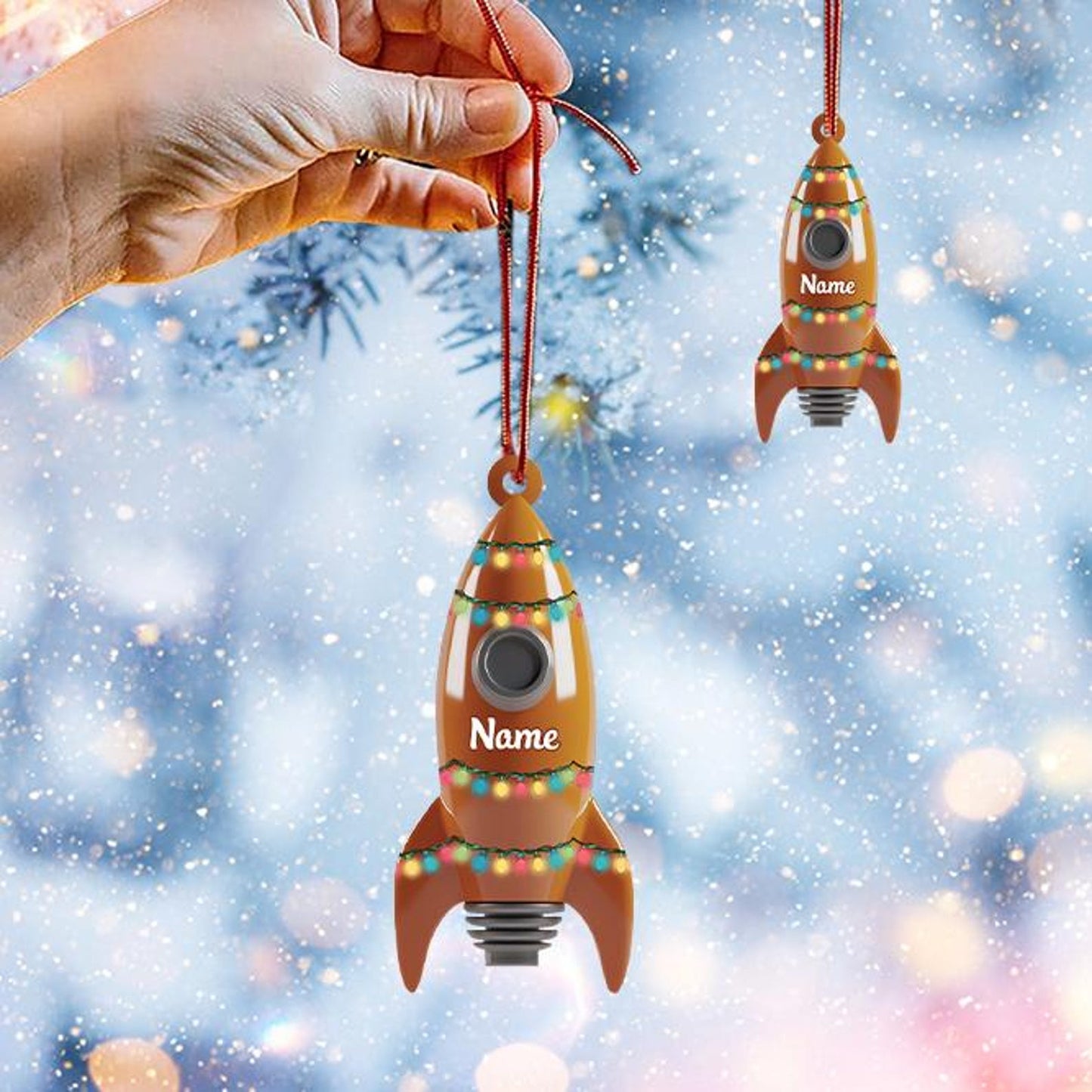 Personalized Rocket Ship Christmas Ornament, Custom Name Space Lovers Ornament ON1466