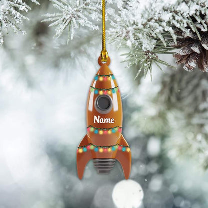 Personalized Rocket Ship Christmas Ornament, Custom Name Space Lovers Ornament ON1466