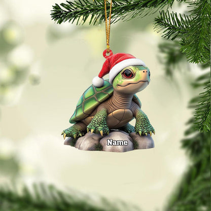 Personalized Sea Turtle Christmas Light Ornament, Custom Name Turtle Lovers Ornament ON1275