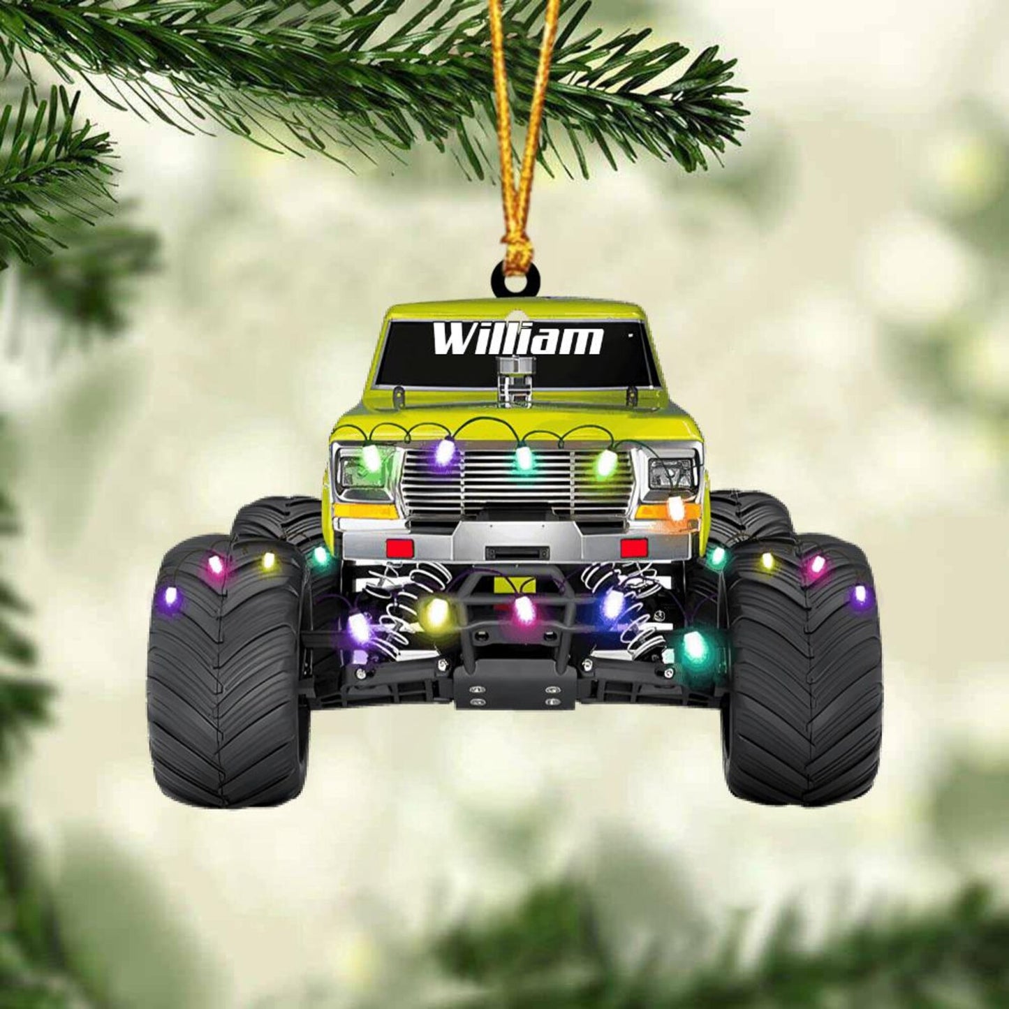 Personalized Monster Truck Christmas Ornament, Custom Name Truck Rider Ornament ON1052