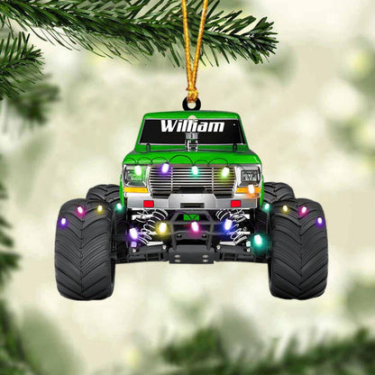 Personalized Monster Truck Christmas Ornament, Custom Name Truck Rider Ornament ON1052