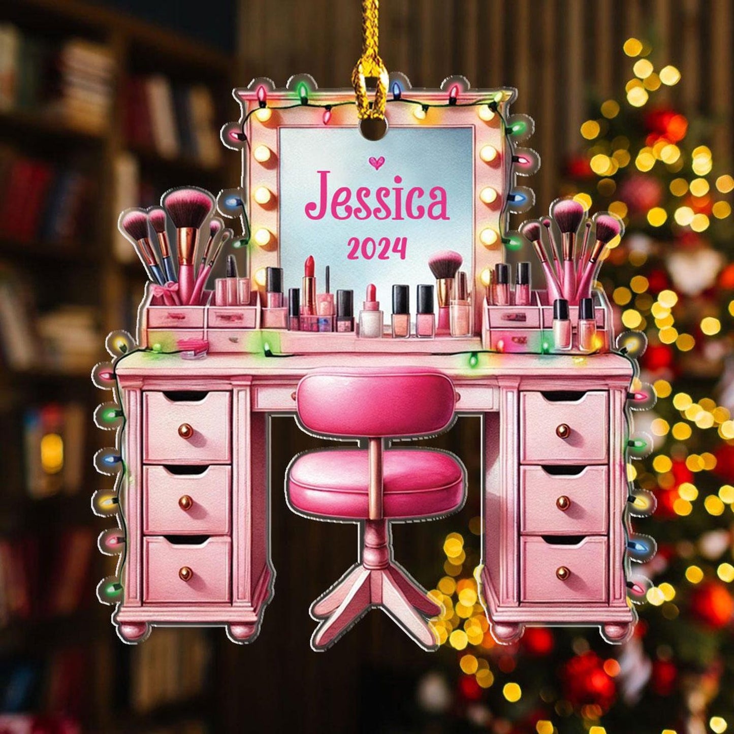 Personalized Set Makeup Christmas Ornament, Custom Name Makeup Artist Christmas Ornament ON0872