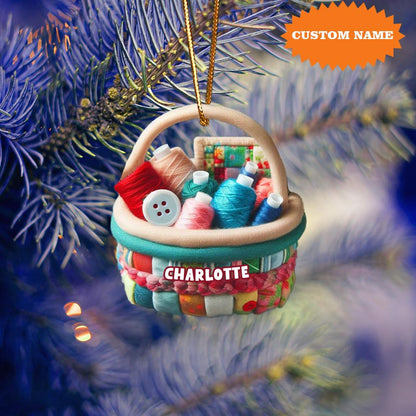 Personalized Sewing Basket Christmas Ornament, Custom Name Sewing Lover Ornament ON1744