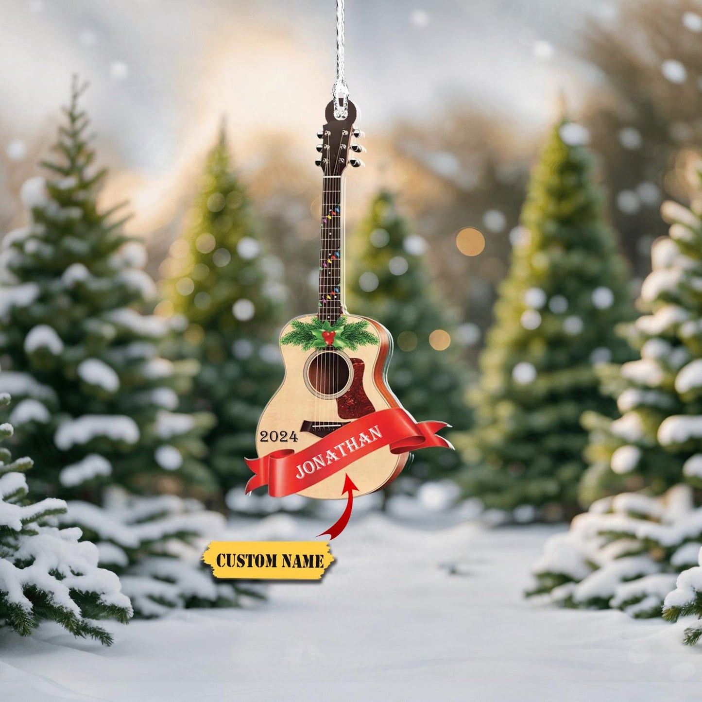 Personalized Guitar Christmas Ornament 2024, Custom Name Guitarist Ornament ON1347