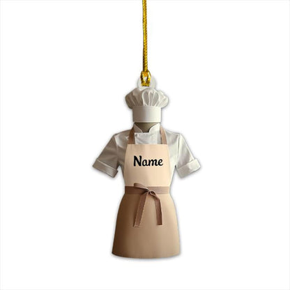 Personalized Chef Apron Christmas Ornament, Custom Name Cooking Lovers Ornament ON1590