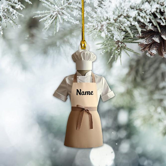 Personalized Chef Apron Christmas Ornament, Custom Name Cooking Lovers Ornament ON1590