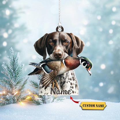 Personalized Dog Hunting Duck Ornament, Custom Name Hunting Lover Ornament ON1370