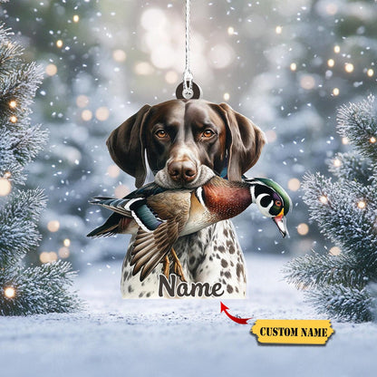 Personalized Dog Hunting Duck Ornament, Custom Name Hunting Lover Ornament ON1370