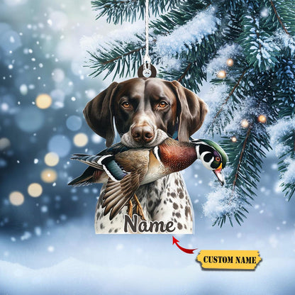 Personalized Dog Hunting Duck Ornament, Custom Name Hunting Lover Ornament ON1370