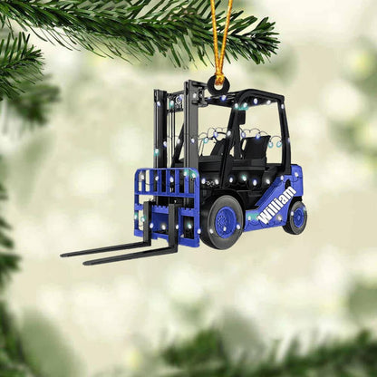 Personalized Forklift Truck Christmas Ornament, Custom Name Forklift Truck Drivers Xmas Ornament ON1044