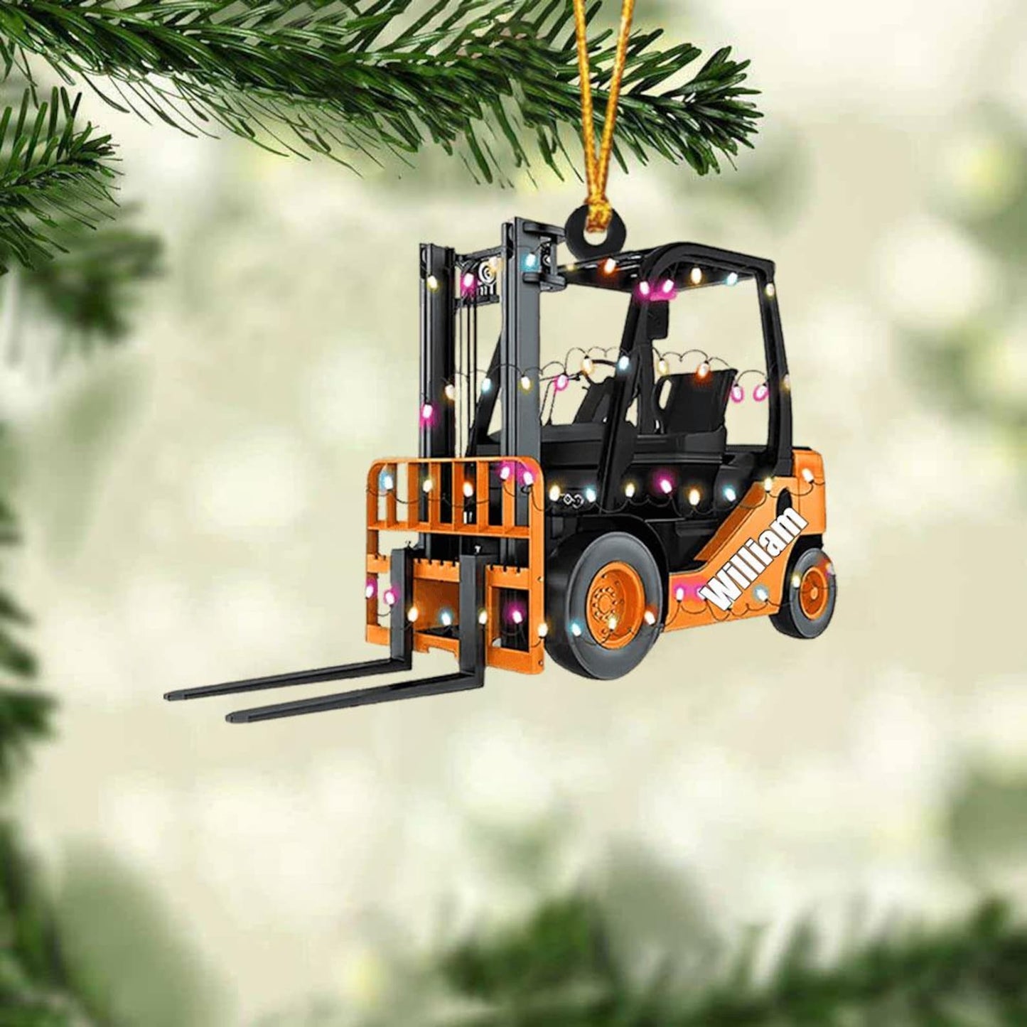 Personalized Forklift Truck Christmas Ornament, Custom Name Forklift Truck Drivers Xmas Ornament ON1044