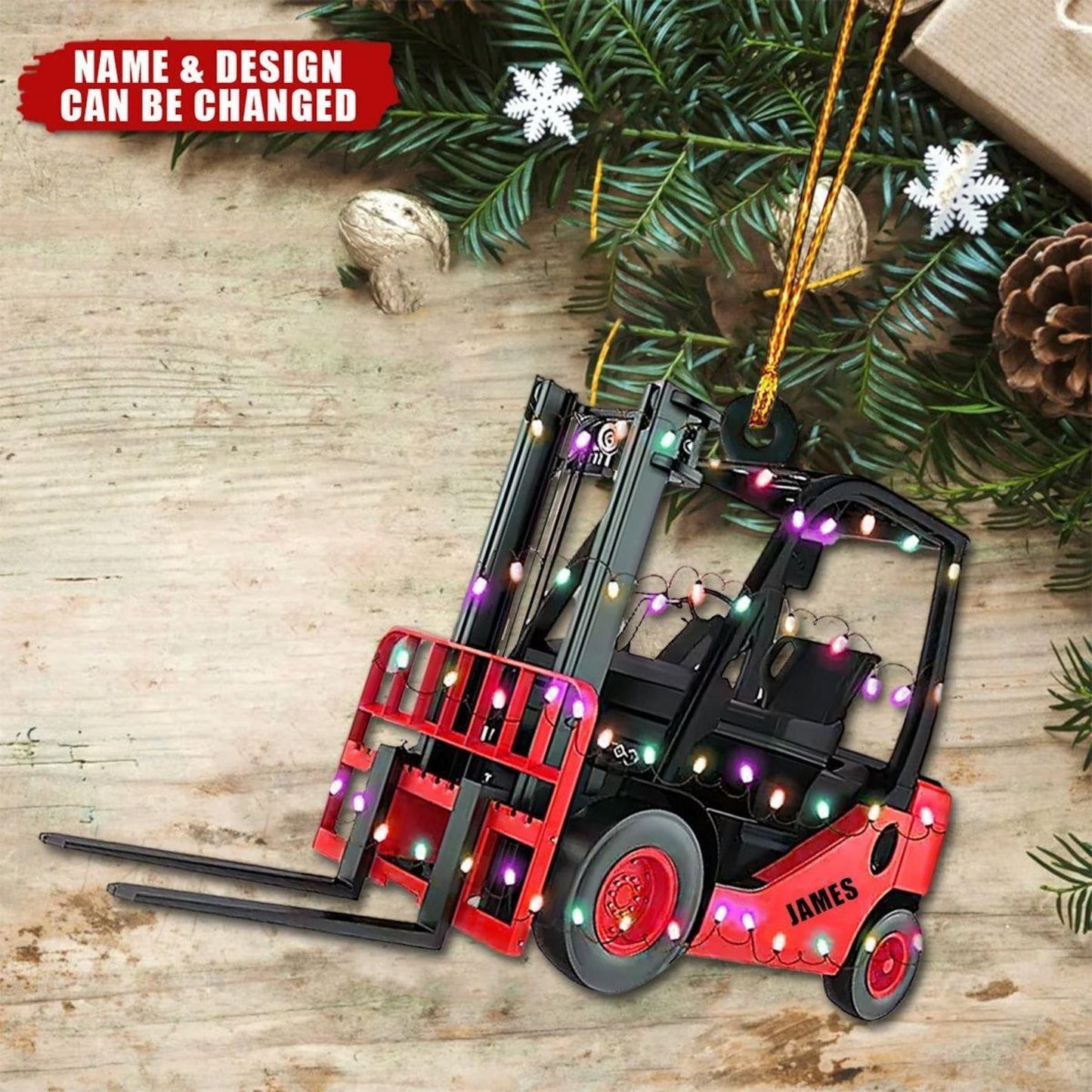 Personalized Forklift Truck Christmas Ornament, Custom Name Forklift Truck Drivers Xmas Ornament ON1044