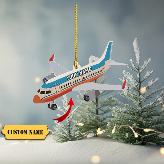 Personalized Airplane Christmas Ornament 2024, Custom Name Airplane Lover Ornament ON1073