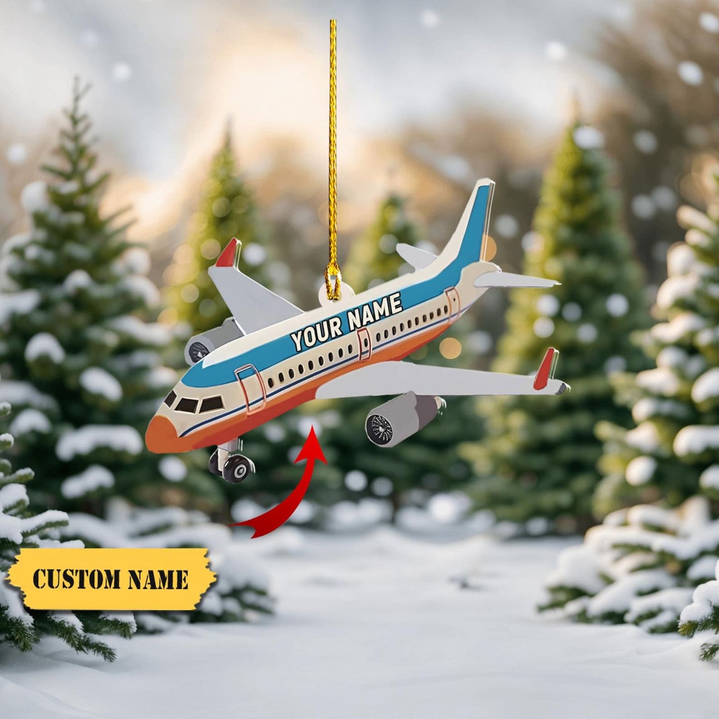 Personalized Airplane Christmas Ornament 2024, Custom Name Airplane Lover Ornament ON1073