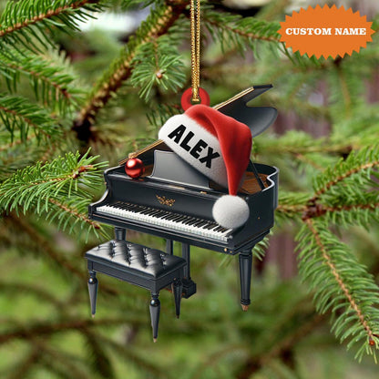 Personalized Piano Christmas Ornament, Custom Name Piano Lovers Piano Player Ornament ON1069