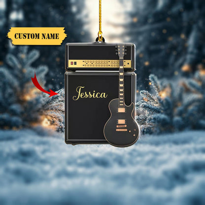 Personalized Guitar Ornament, Custom Name Guitarist Ornament ON1286