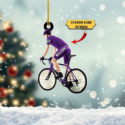 Personalized Male Cyclist Ornament, Custom Name Cyclists Christmas Ornament ON1660