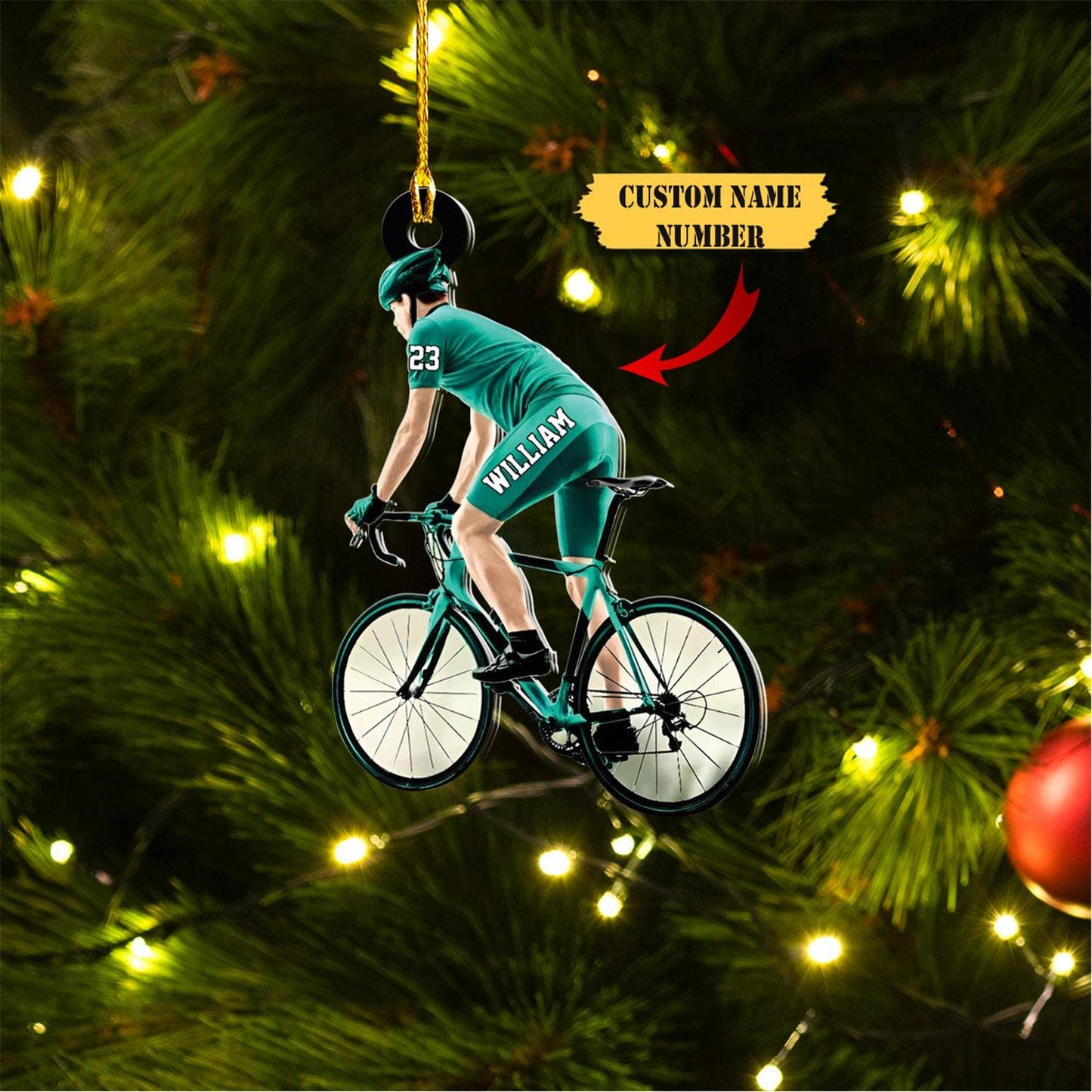 Personalized Male Cyclist Ornament, Custom Name Cyclists Christmas Ornament ON1660