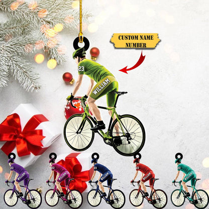 Personalized Male Cyclist Ornament, Custom Name Cyclists Christmas Ornament ON1660