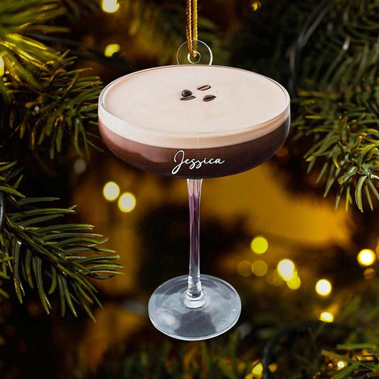 Personalized Espresso Martini Ornament, Custom Name Espresso Martini Drinker Ornament ON0718