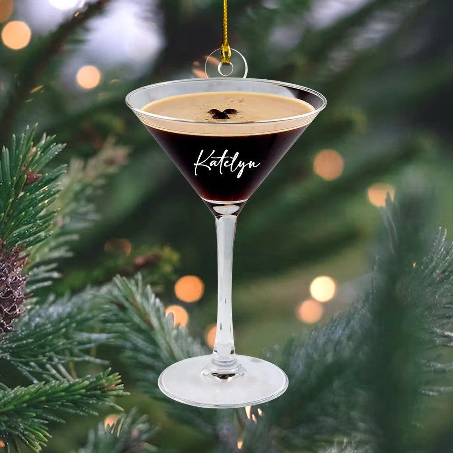 Personalized Espresso Martini Ornament, Custom Name Espresso Martini Drinker Ornament ON0718