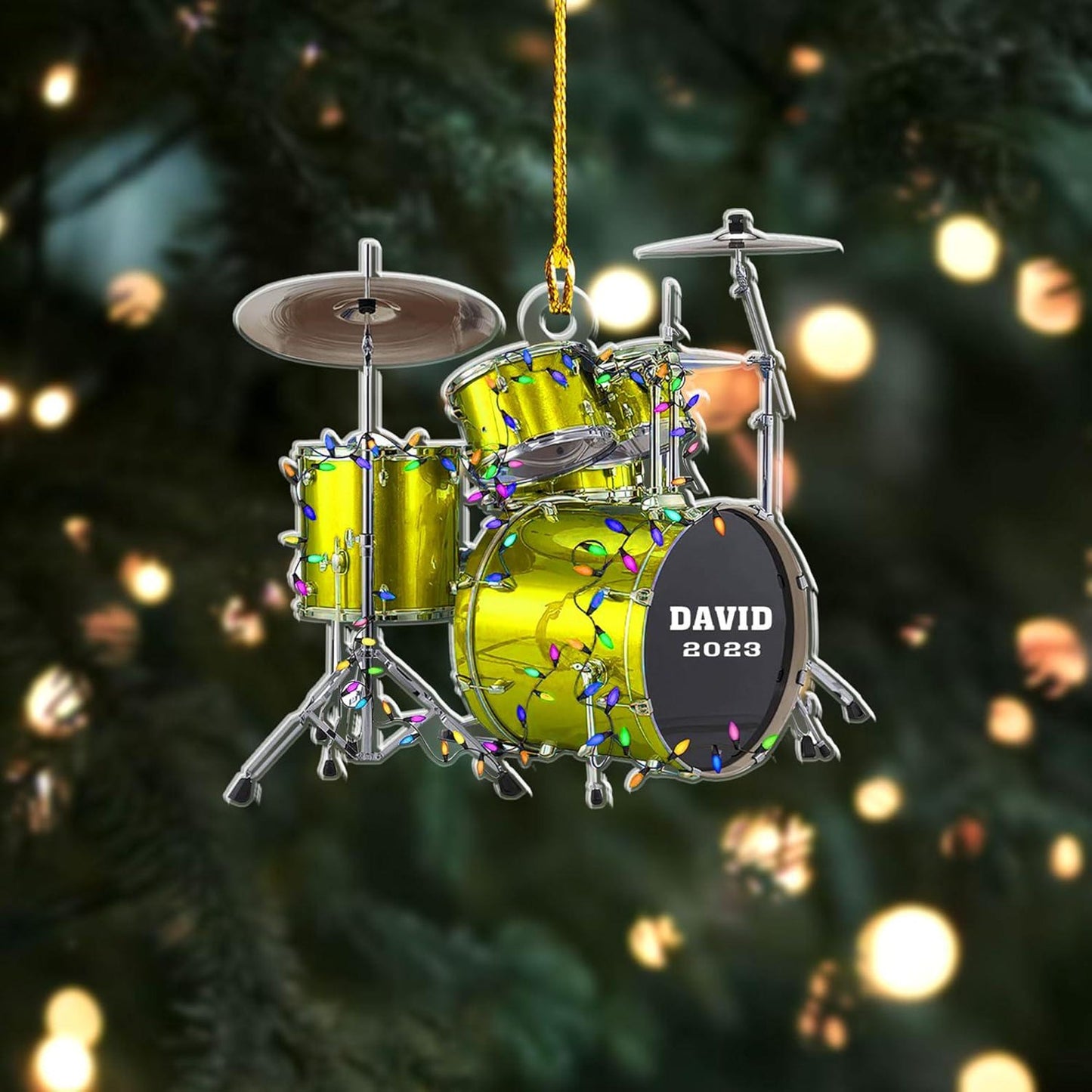 Personalized Drum Set Christmas Ornament, Custom Name Drummer Drum Lovers Ornament ON1155