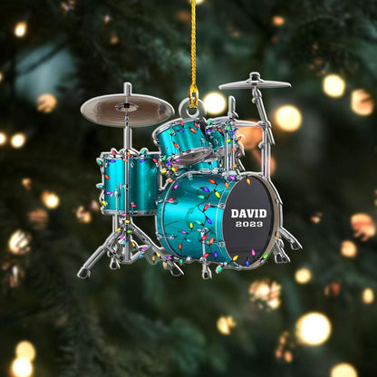 Personalized Drum Set Christmas Ornament, Custom Name Drummer Drum Lovers Ornament ON1155