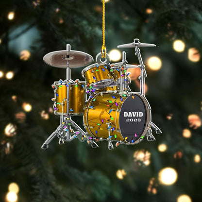 Personalized Drum Set Christmas Ornament, Custom Name Drummer Drum Lovers Ornament ON1155