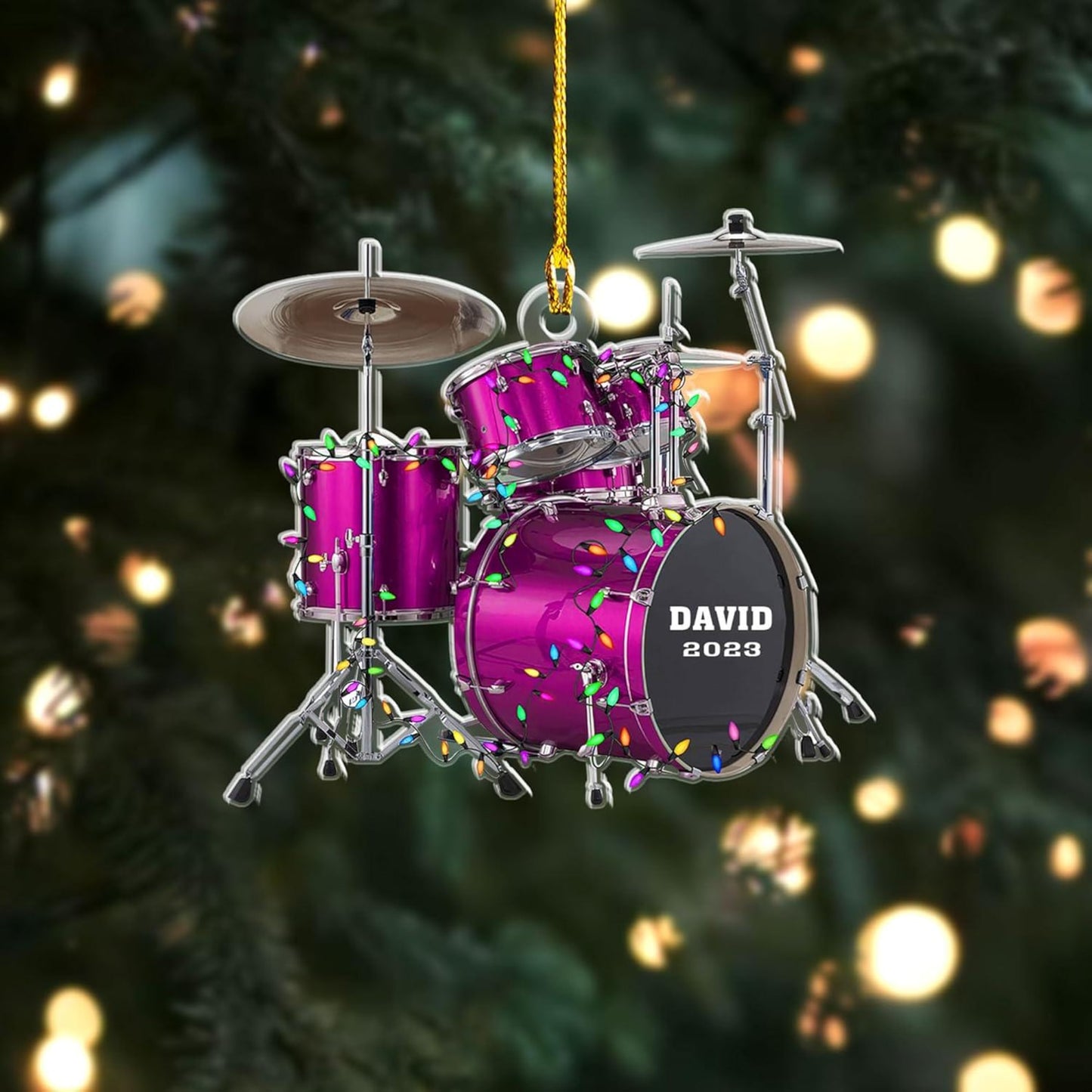 Personalized Drum Set Christmas Ornament, Custom Name Drummer Drum Lovers Ornament ON1155