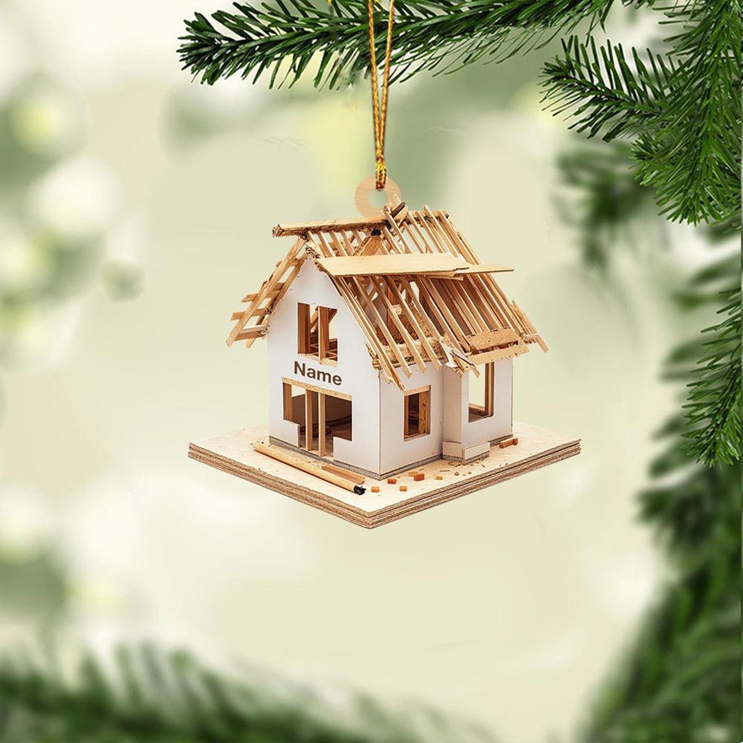 Personalized Under Construction House Christmas Ornament, Custom Name Construction Christmas Ornament ON1465