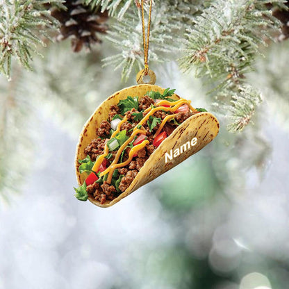 Personalized Taco Christmas Light Ornament, Custom Taco Lover Ornament ON1270