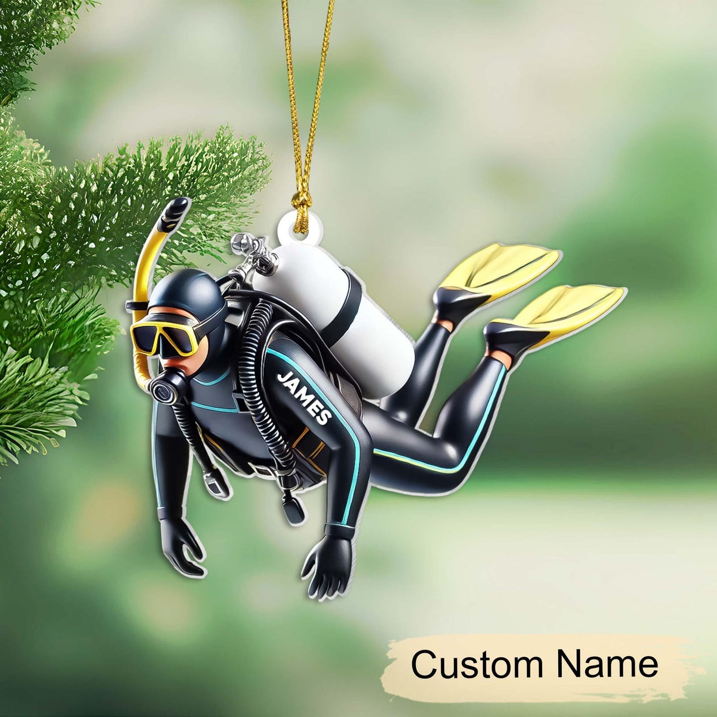 Personalized Scuba Diver Christmas Ornament, Custom Name Scuba Diver Ornament ON1600