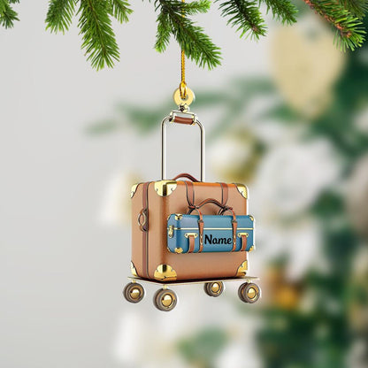 Personalized Luggage Trolley Cart Christmas Ornament, Custom Luggage Trolley Car Ornament With Name ON0743